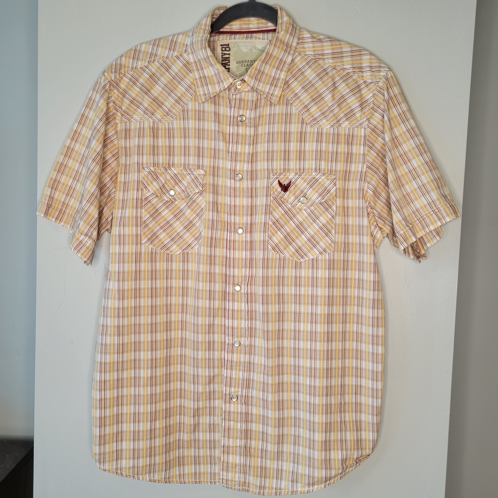 Company 81 Plaid Pearl Snap Shirt Men’s L Western Short Sleeve Cotton Button Up